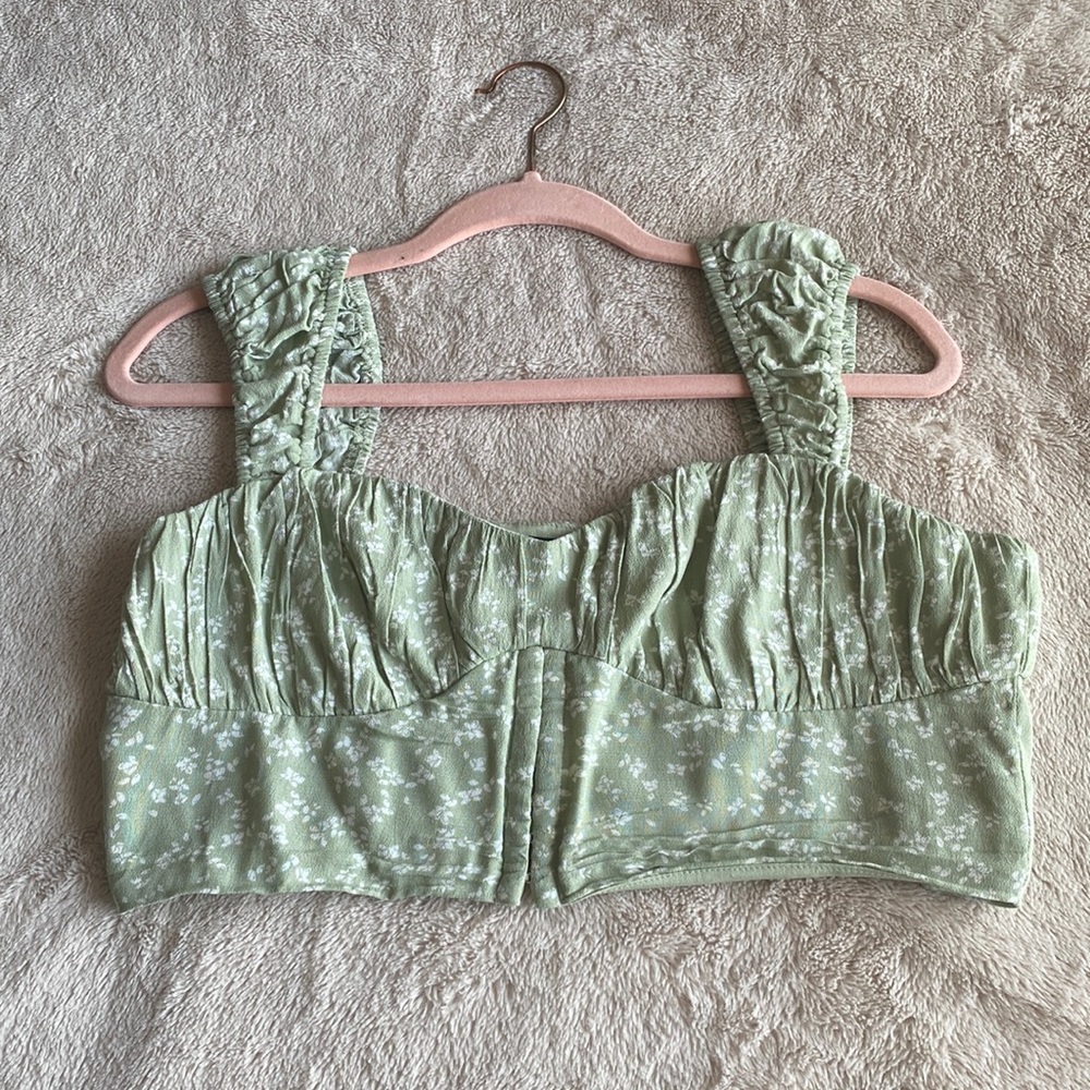 Light Green Floral Bustier Top